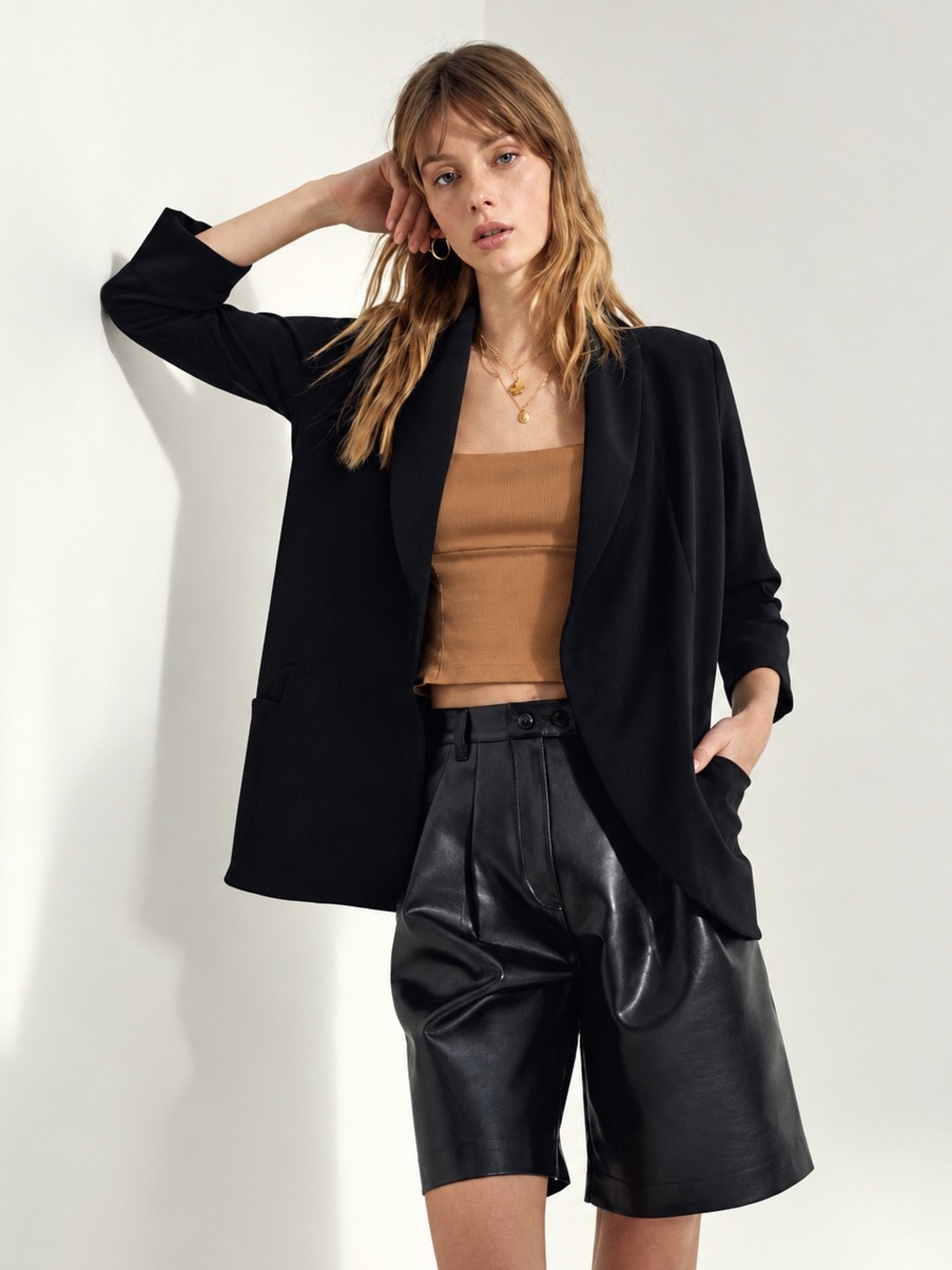 Aritzia Wilfred Chevalier Black Drape Front Blazer Size 4